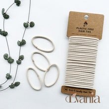Load image into Gallery viewer, Organic Biodegradable Plastic Free Hair Ties - Zero Waste Eco Friendly Reusable Natural Cotton Hair Ties - Sustainable Living - Pack of 30