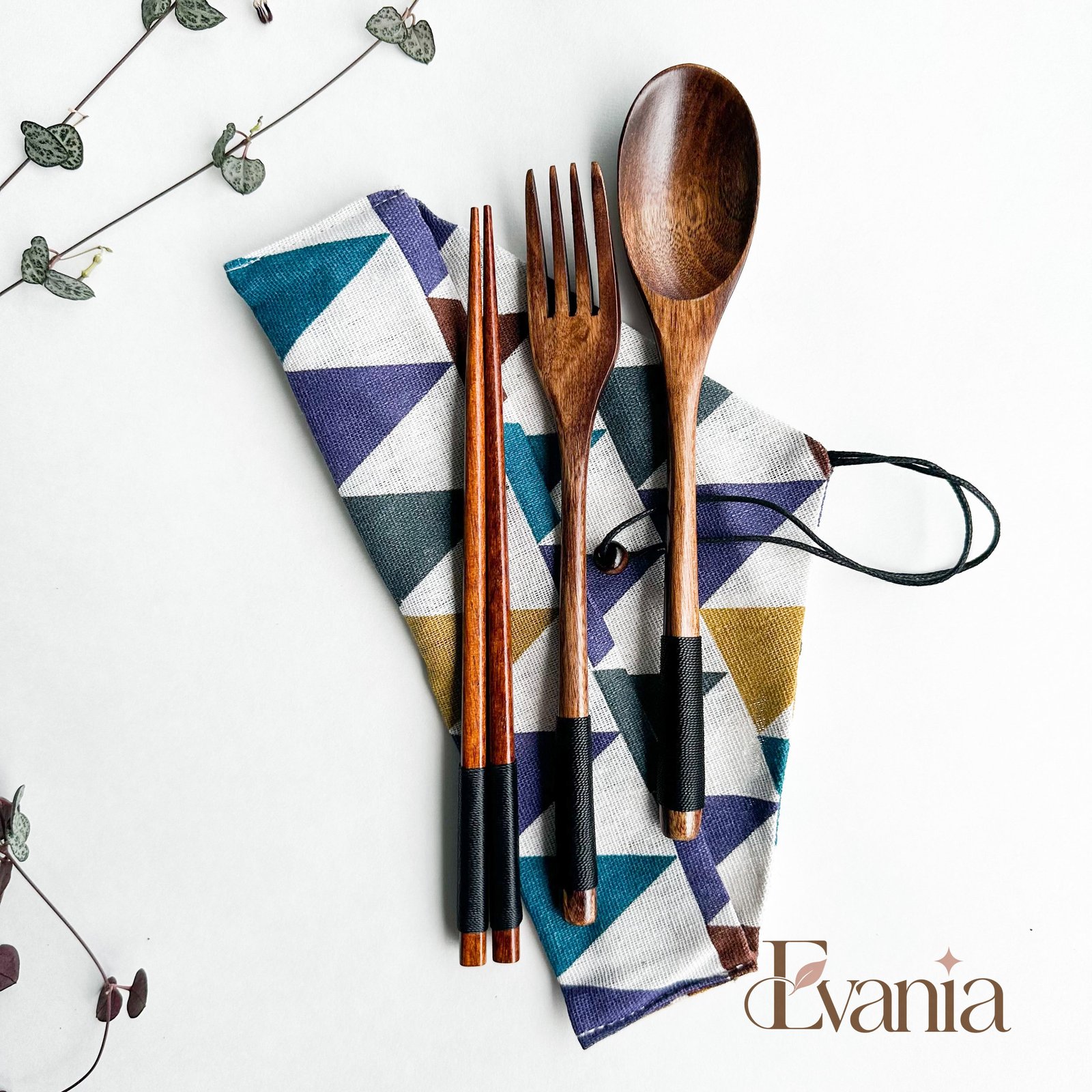 Reusable Handmade Natural Wood Cutlery Set - Plastic Free Biodegradable Japanese Style Utensil Set - Zero Waste Spoon |  Fork | Chopstick