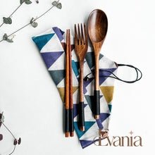 Load image into Gallery viewer, Reusable Handmade Natural Wood Cutlery Set - Plastic Free Biodegradable Japanese Style Utensil Set - Zero Waste Spoon |  Fork | Chopstick