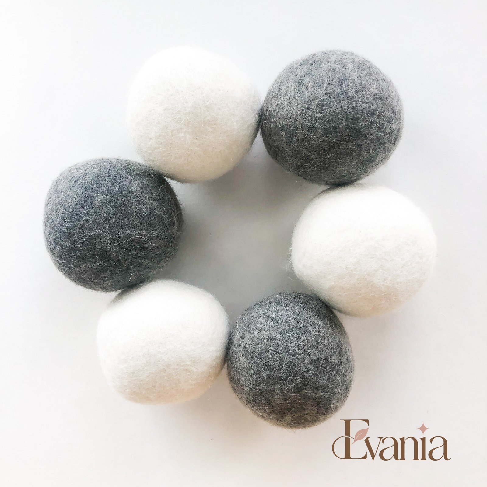 Natural Wool Dryer Balls | Organic Handmade 100% New Zealand Wool | Set of 6