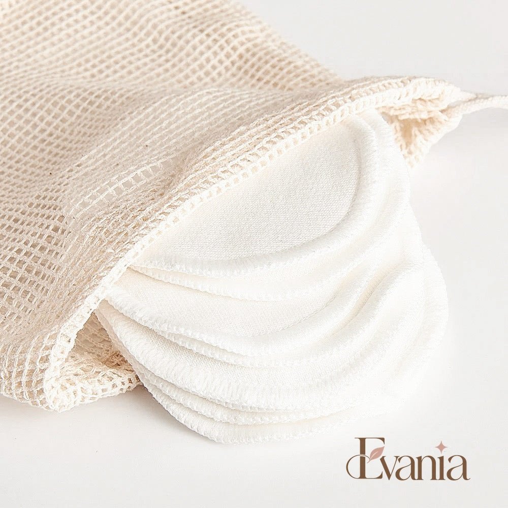 10 Reusable Organic Bamboo Cotton Facial Pads - Zero Waste Plastic Free Natural Makeup Remover Pads + Organic Mesh Cotton Laundry Bag