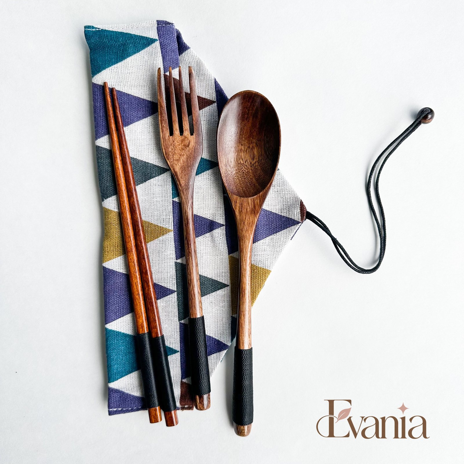 Reusable Handmade Natural Wood Cutlery Set - Plastic Free Biodegradable Japanese Style Utensil Set - Zero Waste Spoon |  Fork | Chopstick