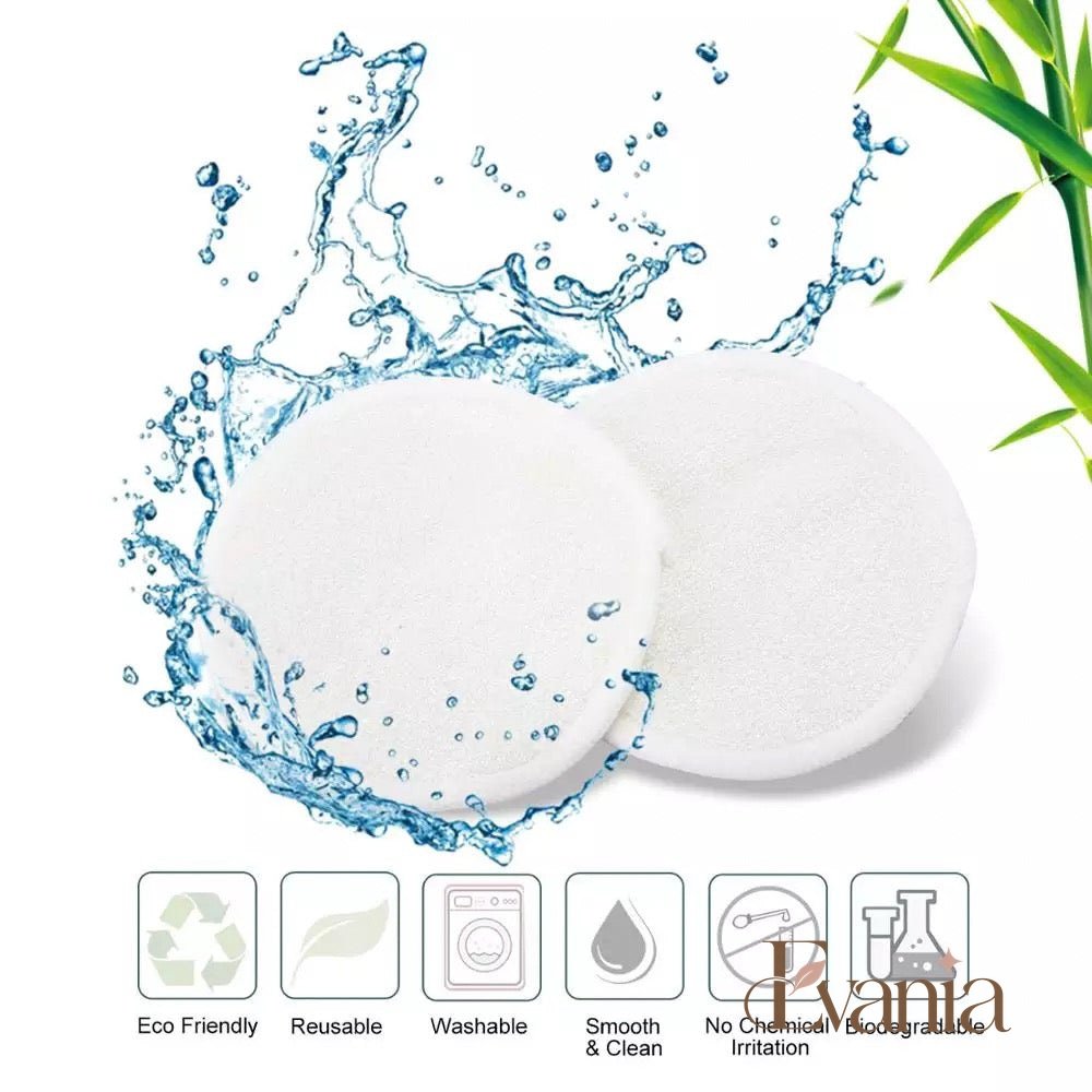 10 Reusable Organic Bamboo Cotton Facial Pads - Zero Waste Plastic Free Natural Makeup Remover Pads + Organic Mesh Cotton Laundry Bag