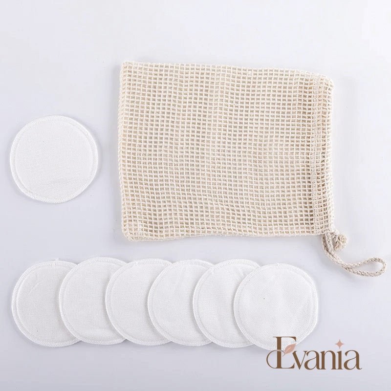 10 Reusable Organic Bamboo Cotton Facial Pads - Zero Waste Plastic Free Natural Makeup Remover Pads + Organic Mesh Cotton Laundry Bag