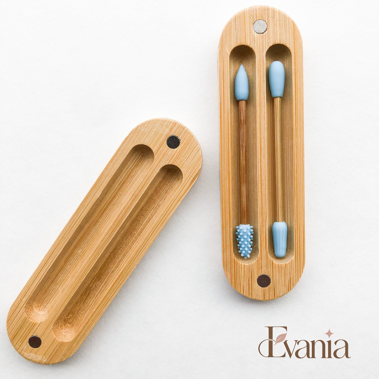 Reusable Plastic Free Bamboo Silicon Q-Tips with Bamboo Case | Zero Waste Biodegradable Bamboo Swabs | Sustainable Bathroom