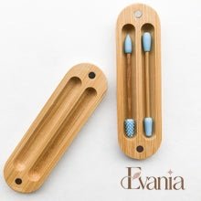 Load image into Gallery viewer, Reusable Plastic Free Bamboo Silicon Q-Tips with Bamboo Case | Zero Waste Biodegradable Bamboo Swabs | Sustainable Bathroom