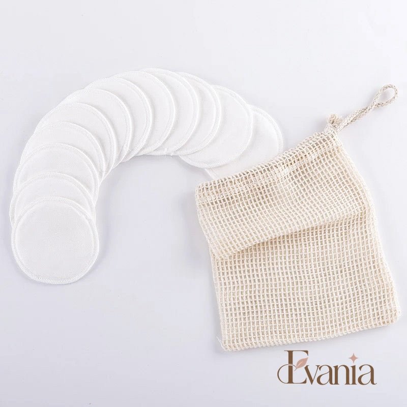 10 Reusable Organic Bamboo Cotton Facial Pads - Zero Waste Plastic Free Natural Makeup Remover Pads + Organic Mesh Cotton Laundry Bag