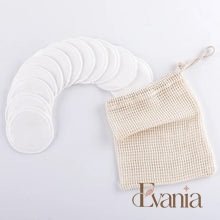 Load image into Gallery viewer, 10 Reusable Organic Bamboo Cotton Facial Pads - Zero Waste Plastic Free Natural Makeup Remover Pads + Organic Mesh Cotton Laundry Bag