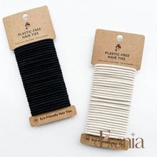 Load image into Gallery viewer, Organic Biodegradable Plastic Free Hair Ties - Zero Waste Eco Friendly Reusable Natural Cotton Hair Ties - Sustainable Living - Pack of 30