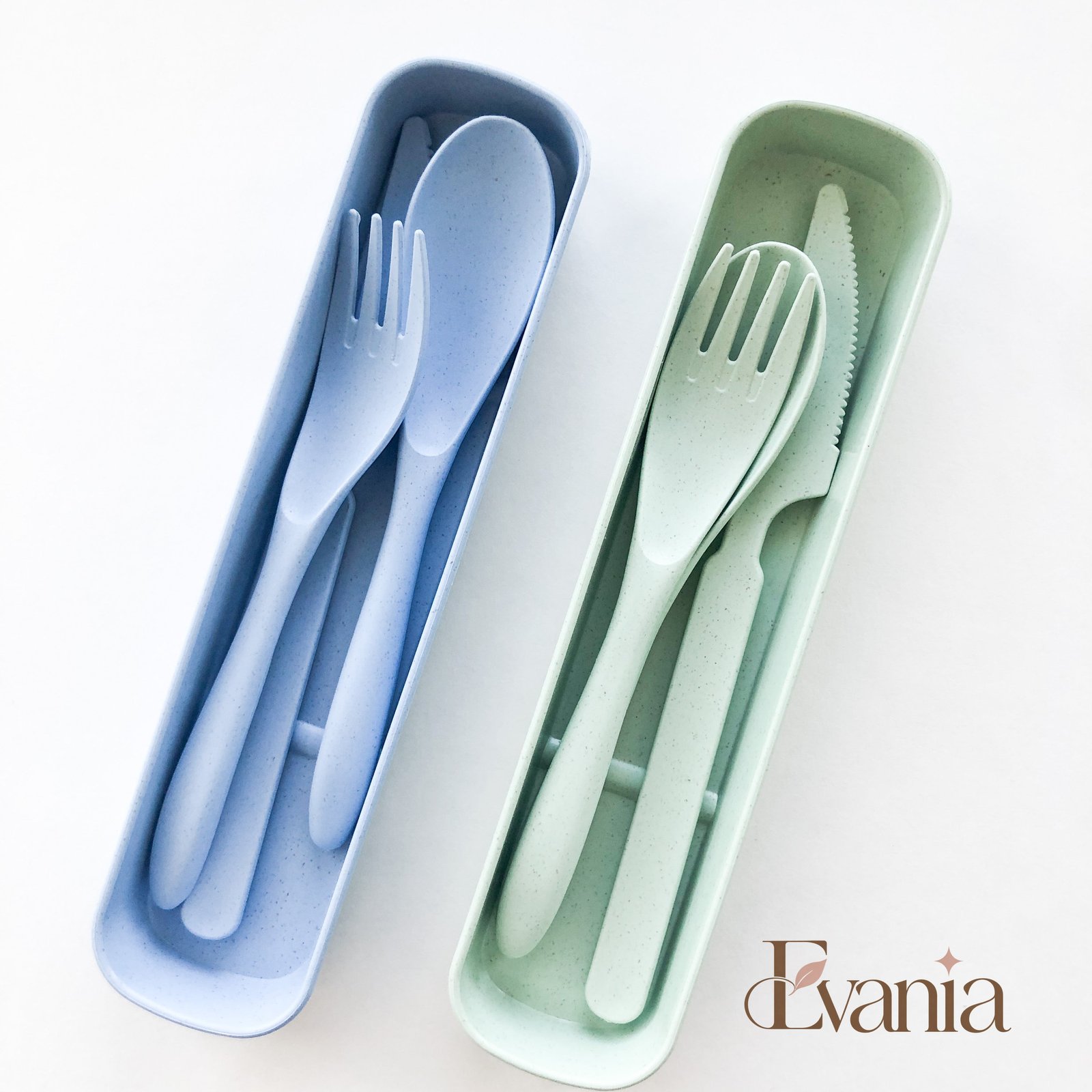 Biodegradable Reusable Wheat Straw Cutlery Set - Plastic Free Zero Waste Sustainable Office, Outdoor, Camping, School, Party & Kids lunchbox
