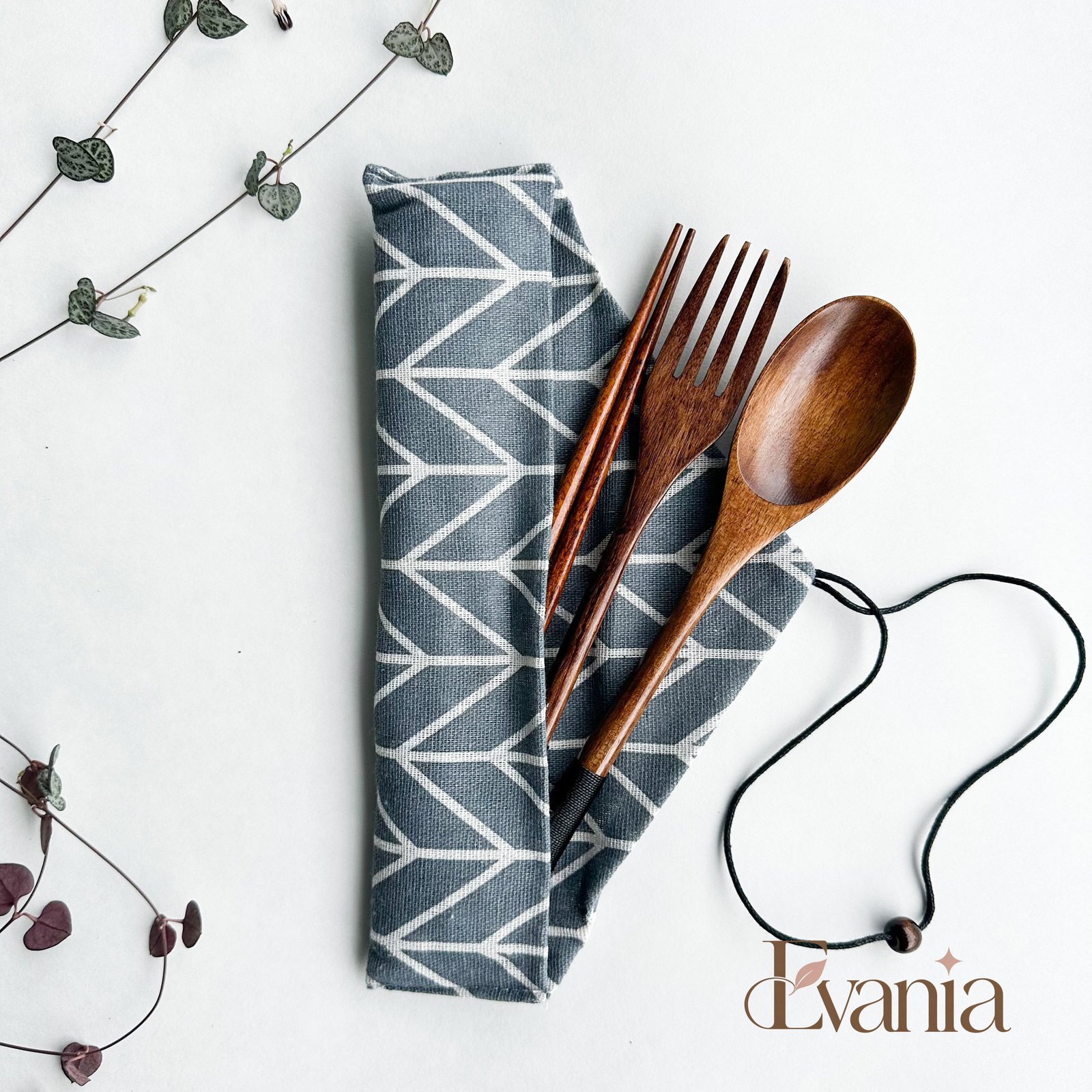 Reusable Handmade Natural Wood Cutlery Set - Plastic Free Biodegradable Japanese Style Utensil Set - Zero Waste Spoon |  Fork | Chopstick
