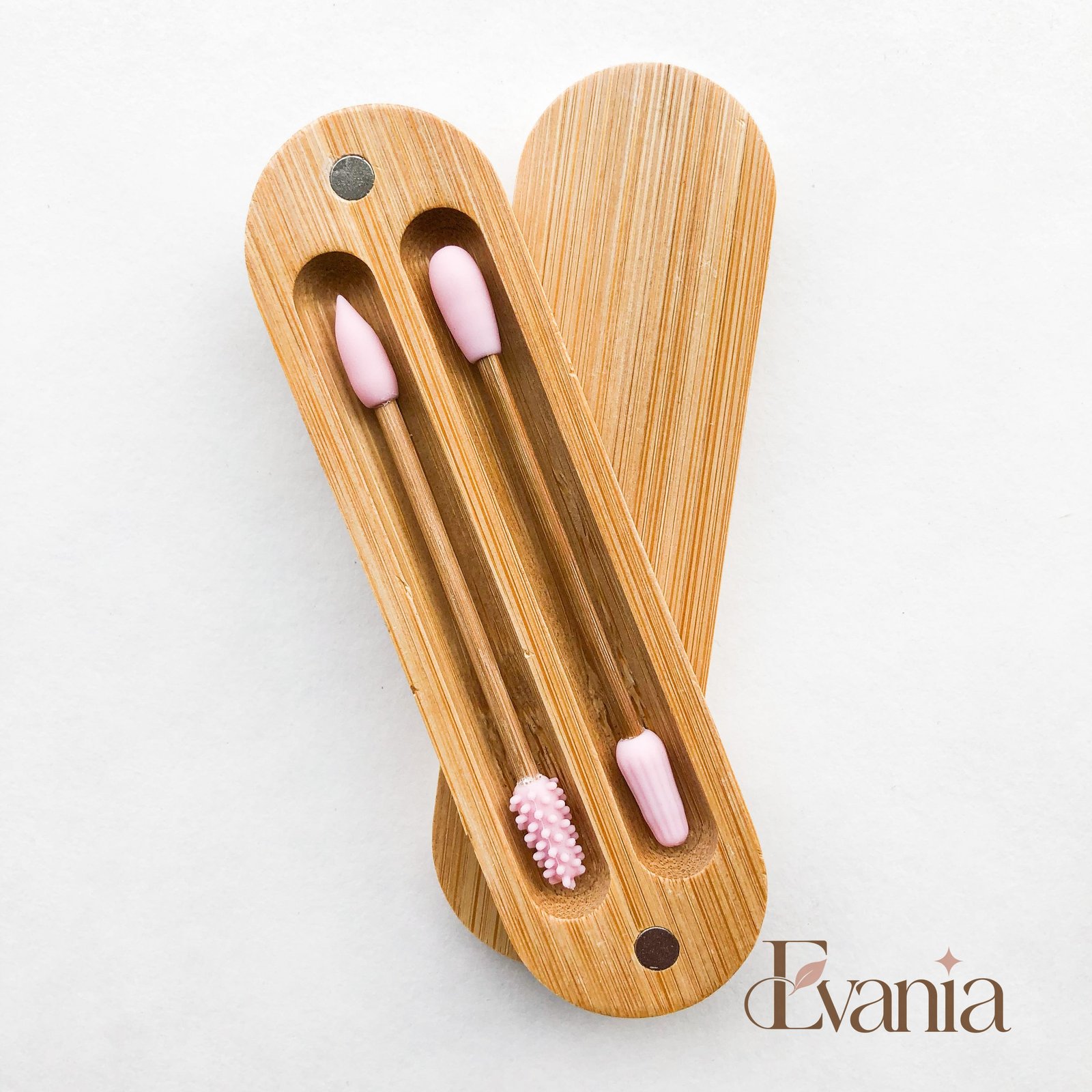 Reusable Plastic Free Bamboo Silicon Q-Tips with Bamboo Case | Zero Waste Biodegradable Bamboo Swabs | Sustainable Bathroom