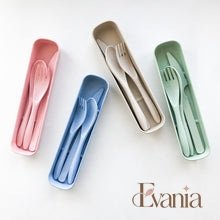 Load image into Gallery viewer, Biodegradable Reusable Wheat Straw Cutlery Set - Plastic Free Zero Waste Sustainable Office, Outdoor, Camping, School, Party &amp; Kids lunchbox