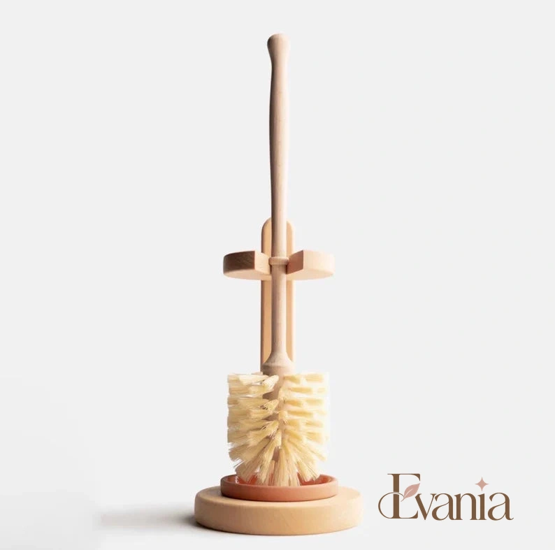 Plastic Free Natural Sisal Bristles Toilet Brush & Stand - Eco Friendly Zero Waste Reusable Toilet Brush - Sustainable Sisal Cleaning Brush