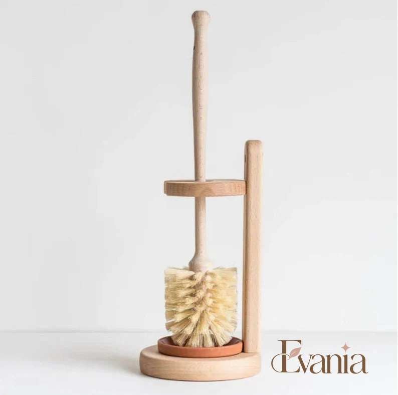 Plastic Free Natural Sisal Bristles Toilet Brush & Stand - Eco Friendly Zero Waste Reusable Toilet Brush - Sustainable Sisal Cleaning Brush