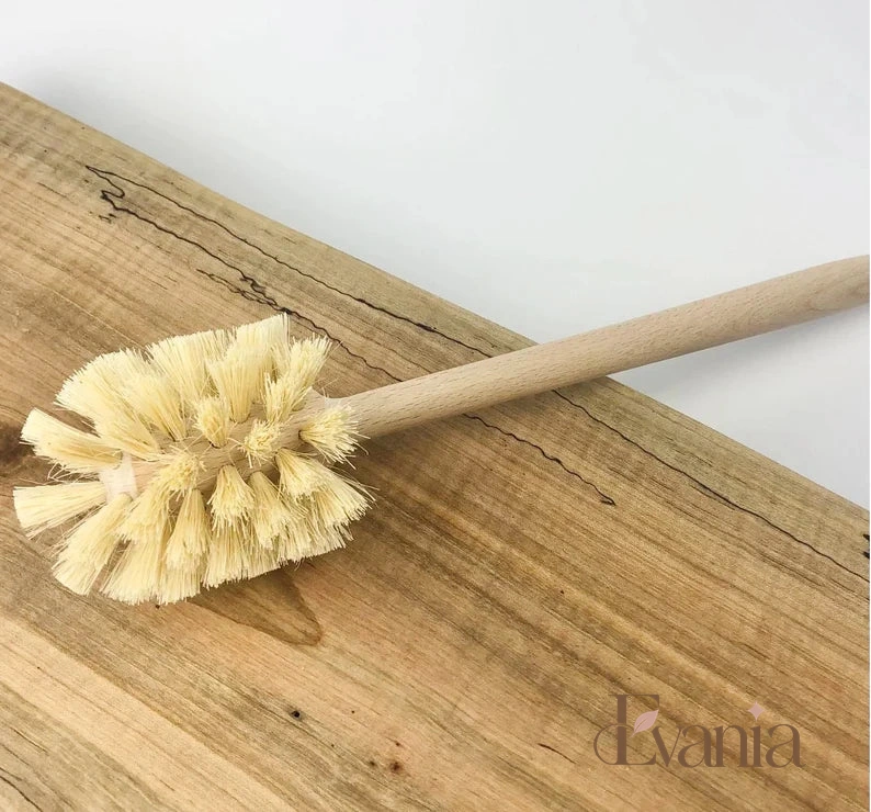 Plastic Free Natural Sisal Bristles Toilet Brush & Stand - Eco Friendly Zero Waste Reusable Toilet Brush - Sustainable Sisal Cleaning Brush