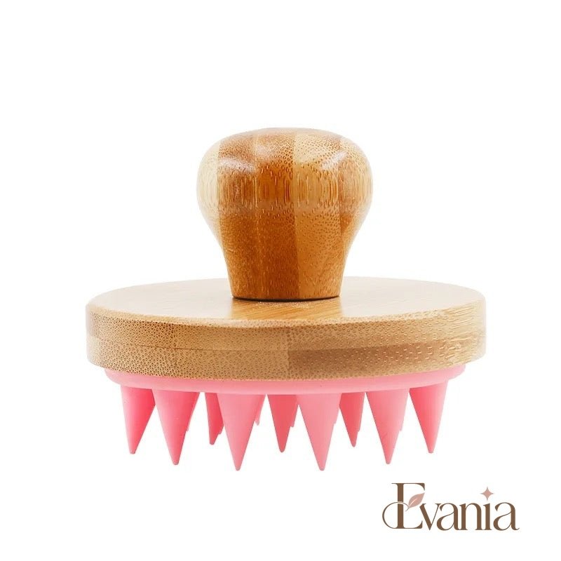 Bamboo Shampoo Brush & Scalp Massager with Silicone Bristles