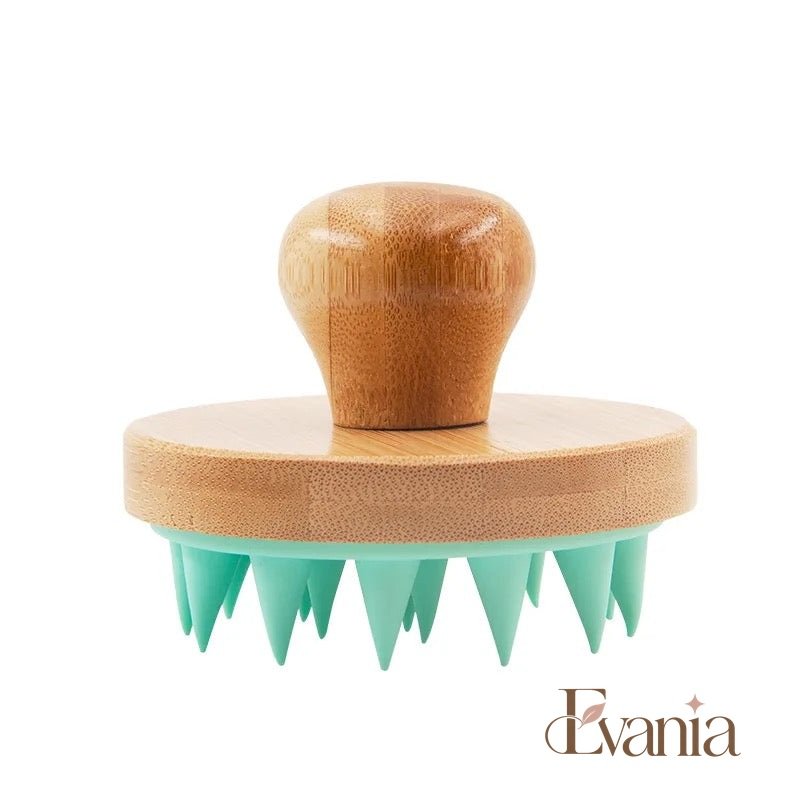 Bamboo Shampoo Brush & Scalp Massager with Silicone Bristles