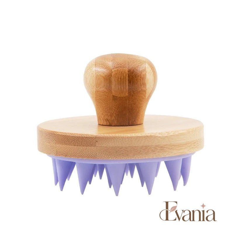 Bamboo Shampoo Brush & Scalp Massager with Silicone Bristles