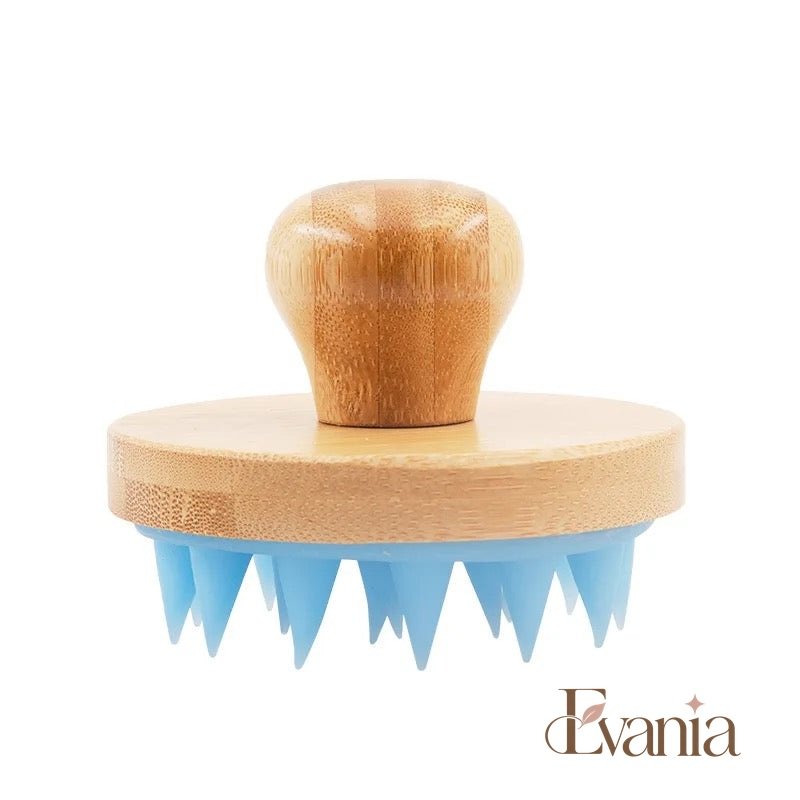 Bamboo Shampoo Brush & Scalp Massager with Silicone Bristles