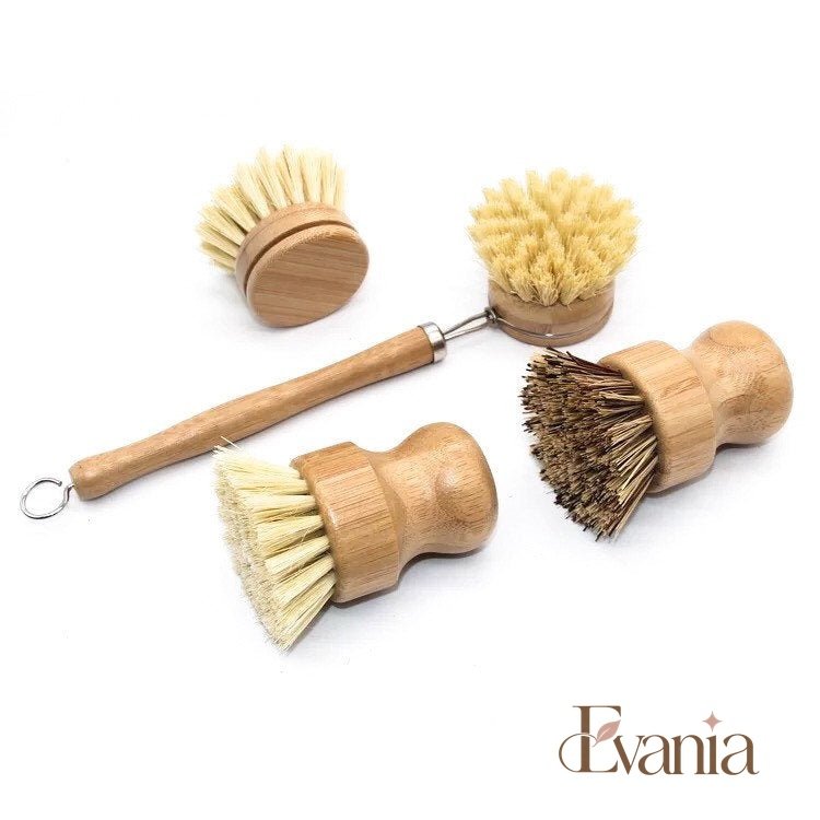 Bamboo Sisal Dish Brush - Zero Waste Kitchen Brush - Replaceable Sisal Head