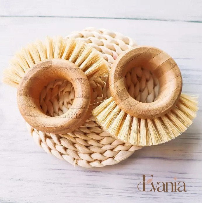 Bamboo Sisal Kitchen Ring Brush - Zero Waste Natural Veggie Brush