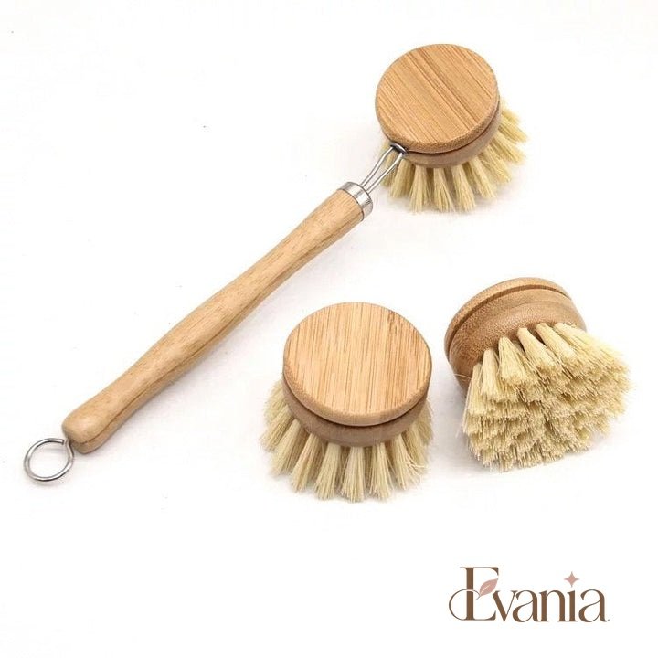 Bamboo Sisal Dish Brush - Zero Waste Kitchen Brush - Replaceable Sisal Head