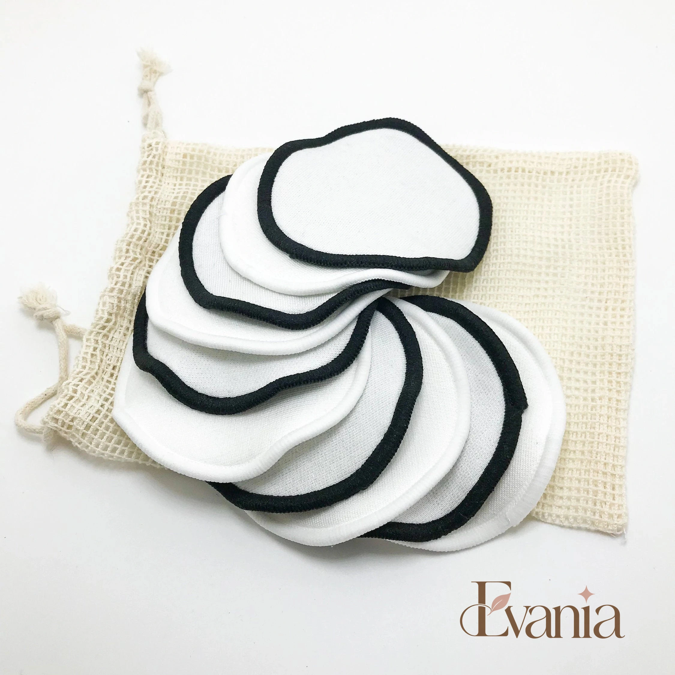 10 Reusable Organic Bamboo Cotton Facial Pads - Zero Waste Plastic Free Natural Makeup Remover Pads + Organic Mesh Cotton Laundry Bag