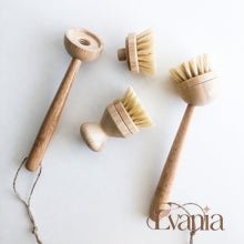 Load image into Gallery viewer, Natural Bamboo Sisal Dish Brush With Replaceable Head - Biodegradable Zero Waste Plastic Free Long Handle Kitchen Brush