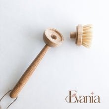 Load image into Gallery viewer, Natural Bamboo Sisal Dish Brush With Replaceable Head - Biodegradable Zero Waste Plastic Free Long Handle Kitchen Brush