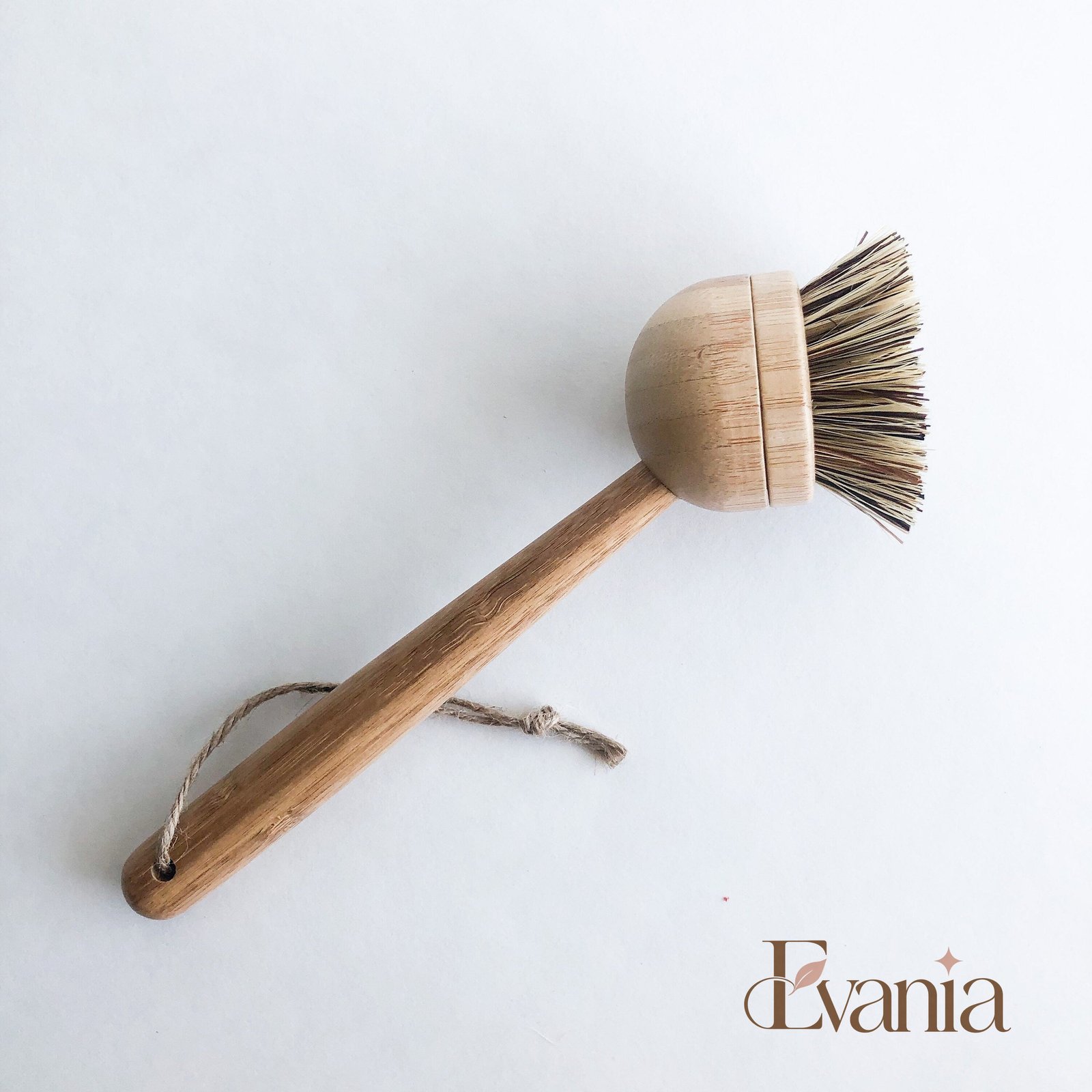 Natural Bamboo Sisal Dish Brush With Replaceable Head - Biodegradable Zero Waste Plastic Free Long Handle Kitchen Brush