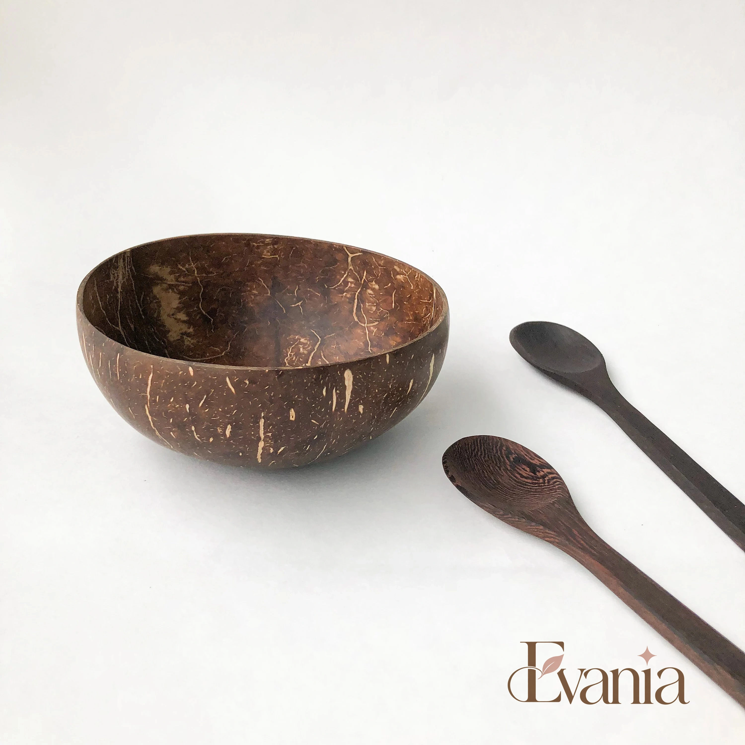 Natural Handmade Reusable Organic Coconut Bowl & Spoon - Sustainable Eco Friendly Plastic Free Breakfast | Lunch | Dinner | Kitchen