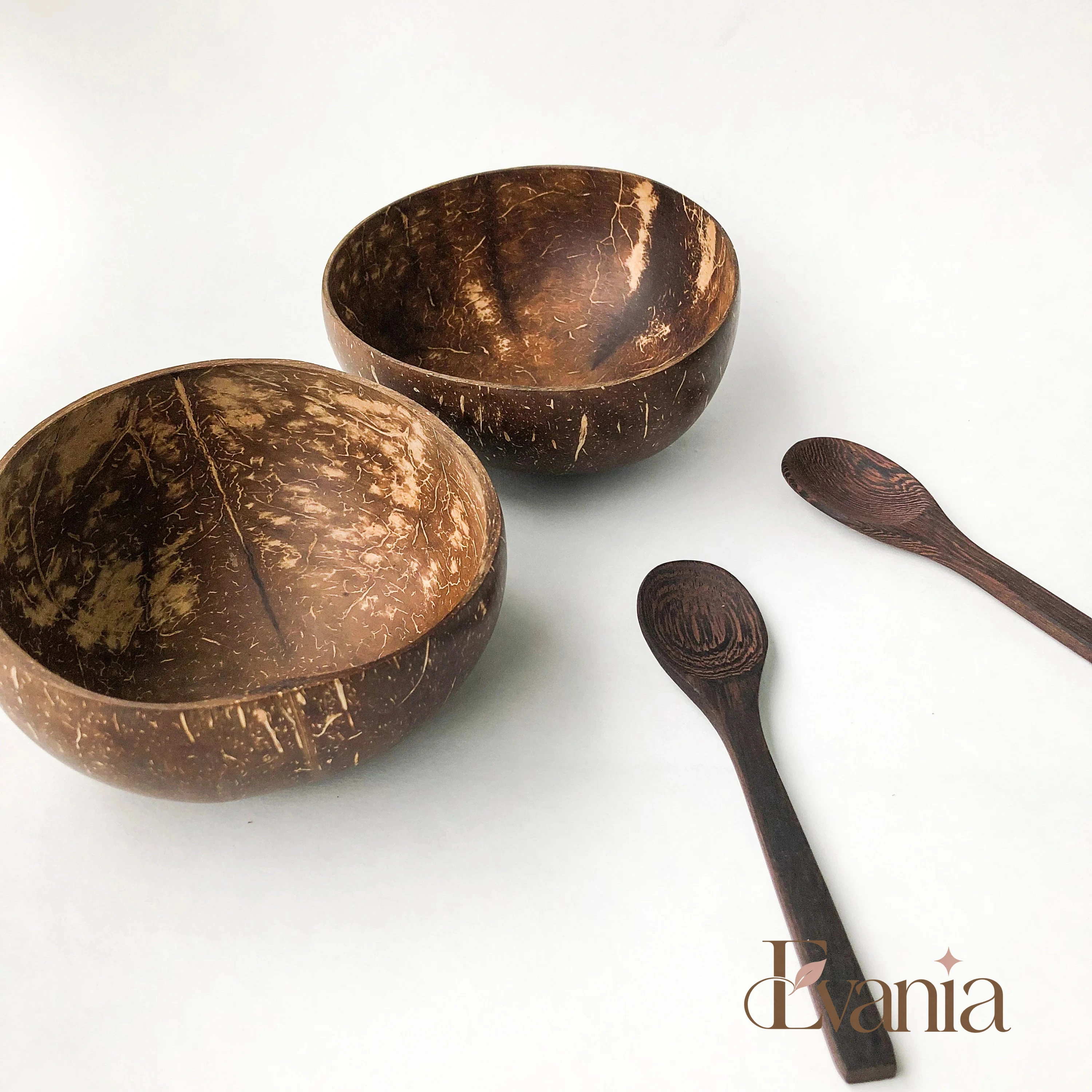 Natural Handmade Reusable Organic Coconut Bowl & Spoon - Sustainable Eco Friendly Plastic Free Breakfast | Lunch | Dinner | Kitchen