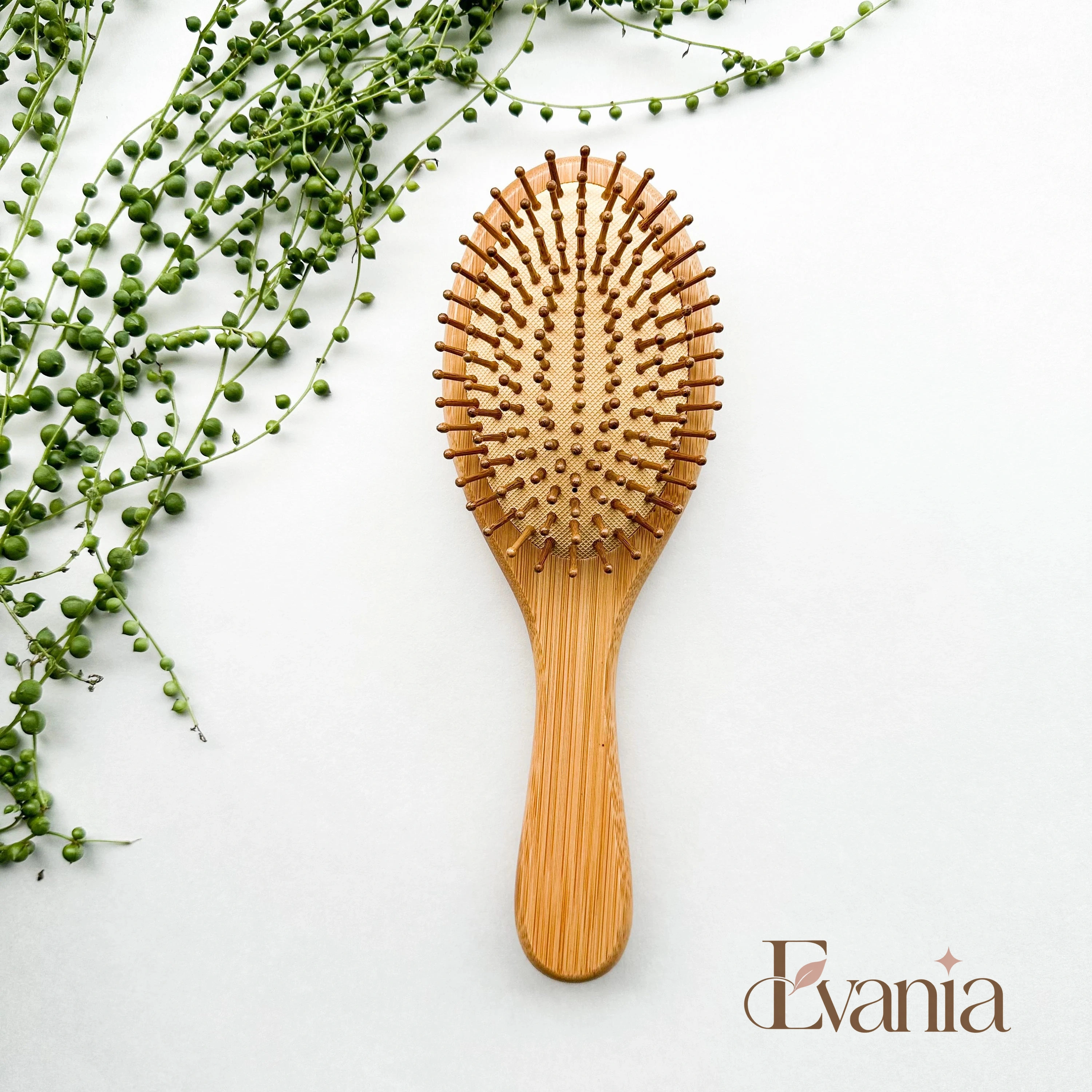 Natural Organic Bamboo Hair Brush - Plastic Free Biodegradable Detangling Bamboo Brush - Eco Friendly Sustainable Living