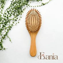 Load image into Gallery viewer, Natural Organic Bamboo Hair Brush - Plastic Free Biodegradable Detangling Bamboo Brush - Eco Friendly Sustainable Living
