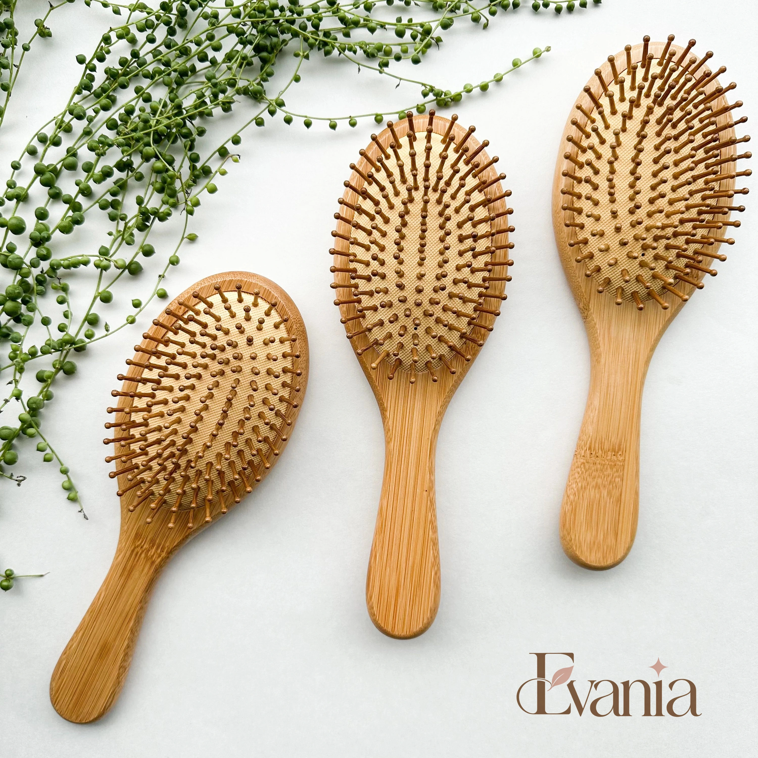 Natural Organic Bamboo Hair Brush - Plastic Free Biodegradable Detangling Bamboo Brush - Eco Friendly Sustainable Living