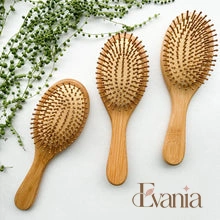 Load image into Gallery viewer, Natural Organic Bamboo Hair Brush - Plastic Free Biodegradable Detangling Bamboo Brush - Eco Friendly Sustainable Living
