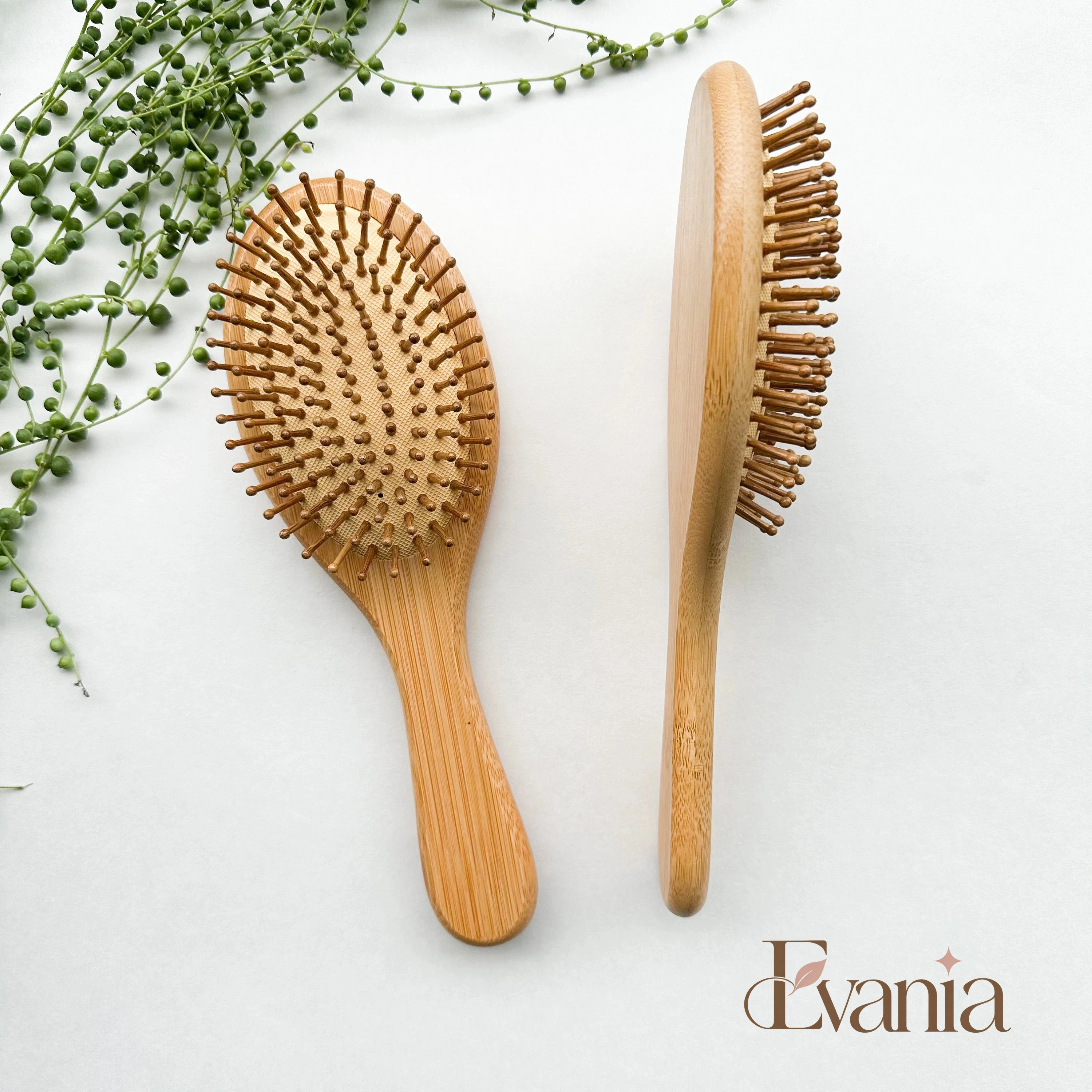 Natural Organic Bamboo Hair Brush - Plastic Free Biodegradable Detangling Bamboo Brush - Eco Friendly Sustainable Living